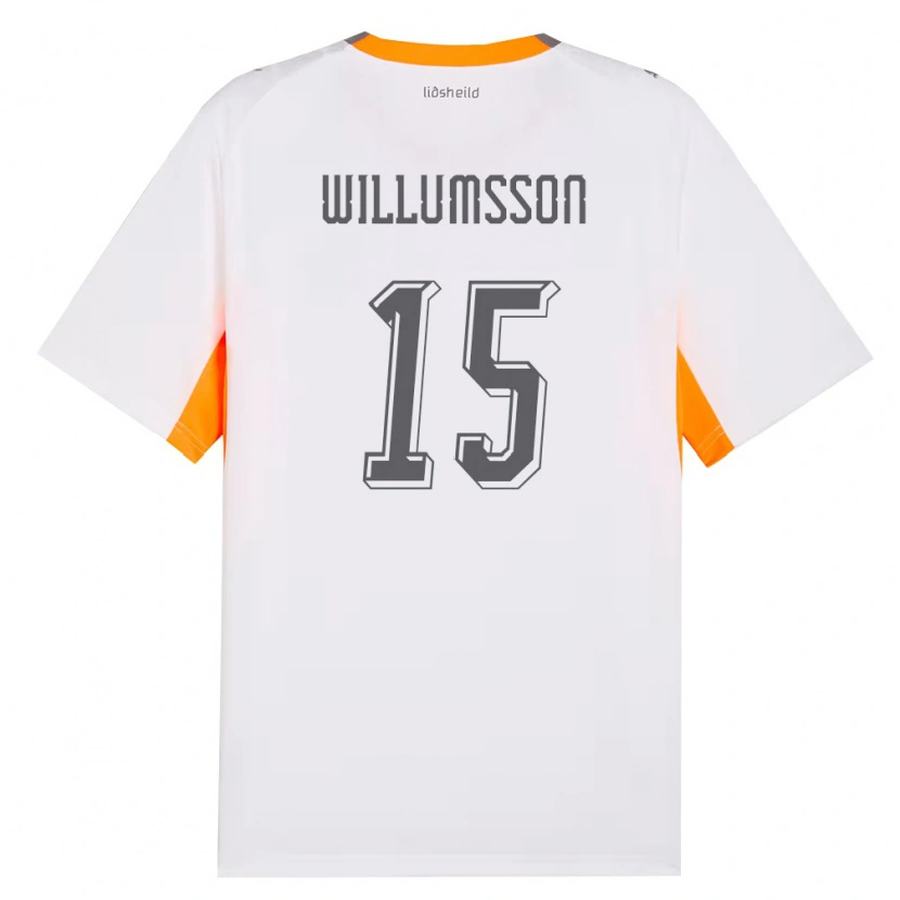 Danxen Hombre Camiseta Islandia Willum Thór Willumsson #15 Blanco Naranja Gris 2ª Equipación 26-28 La Camisa