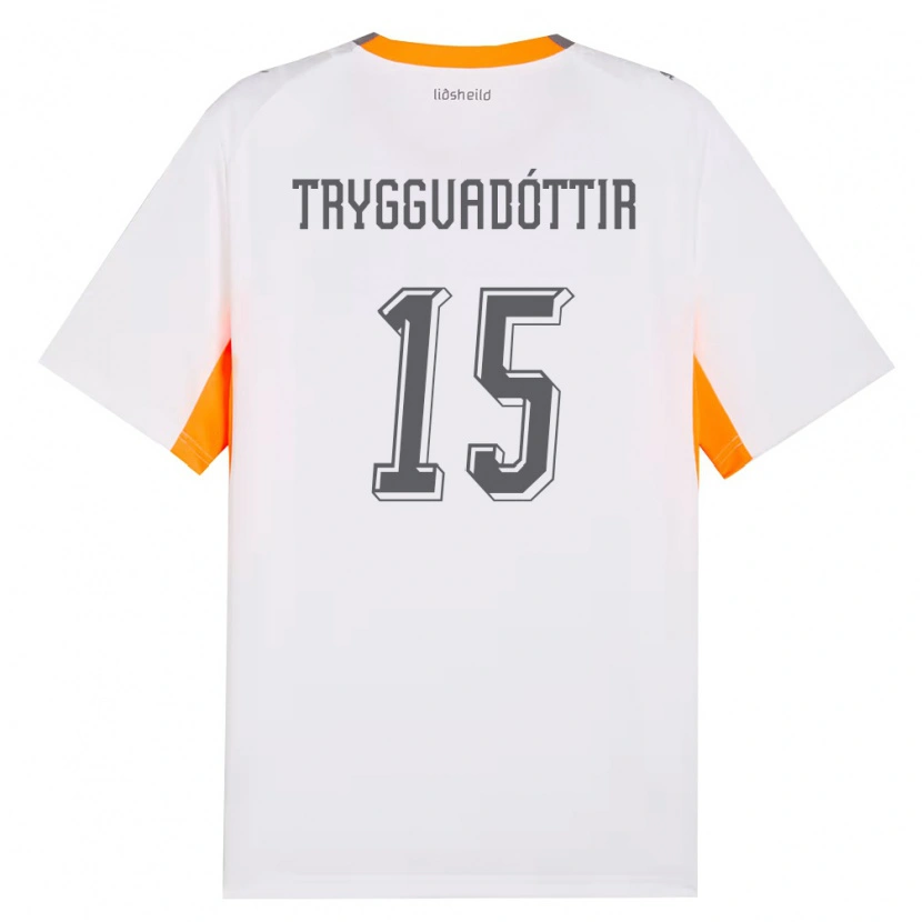 Danxen Hombre Camiseta Islandia Katla Tryggvadóttir #15 Blanco Naranja Gris 2ª Equipación 26-28 La Camisa