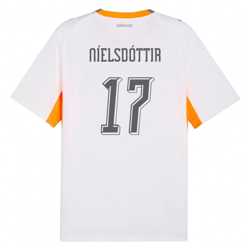 Danxen Hombre Camiseta Islandia Bryndís Arna Níelsdóttir #17 Blanco Naranja Gris 2ª Equipación 26-28 La Camisa