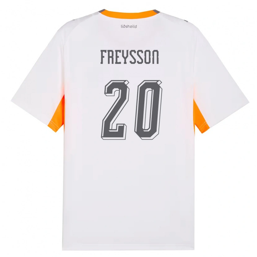 Danxen Hombre Camiseta Islandia Fjölnir Freysson #20 Blanco Naranja Gris 2ª Equipación 26-28 La Camisa