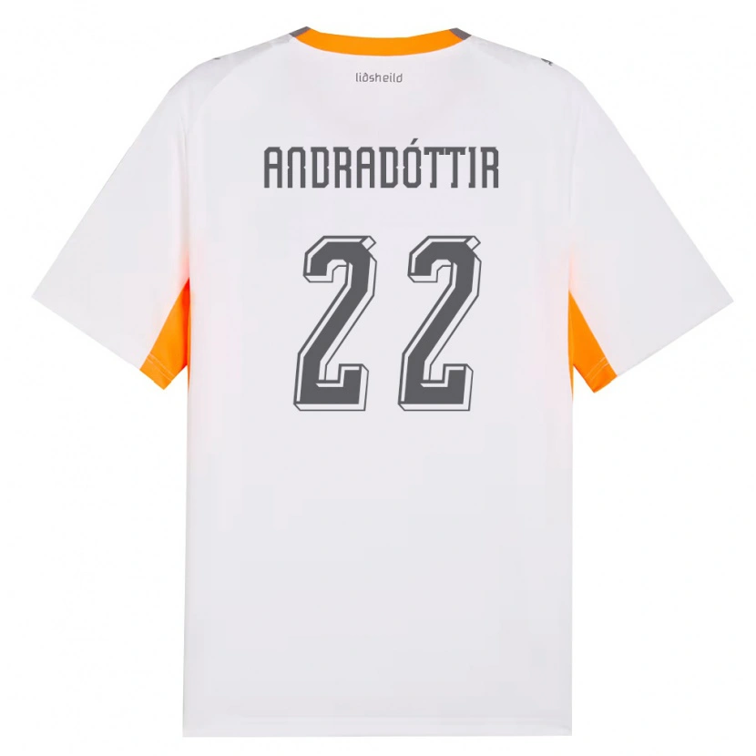 Danxen Hombre Camiseta Islandia Amanda Andradóttir #22 Blanco Naranja Gris 2ª Equipación 26-28 La Camisa