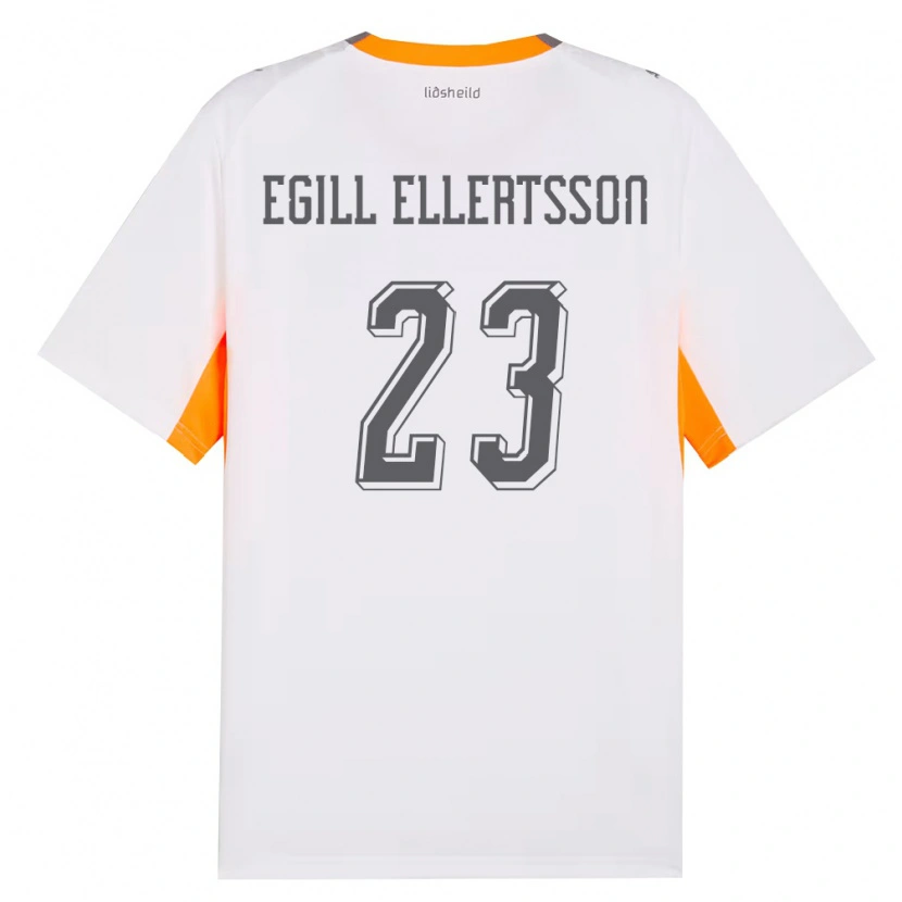 Danxen Hombre Camiseta Islandia Mikael Egill Ellertsson #23 Blanco Naranja Gris 2ª Equipación 26-28 La Camisa