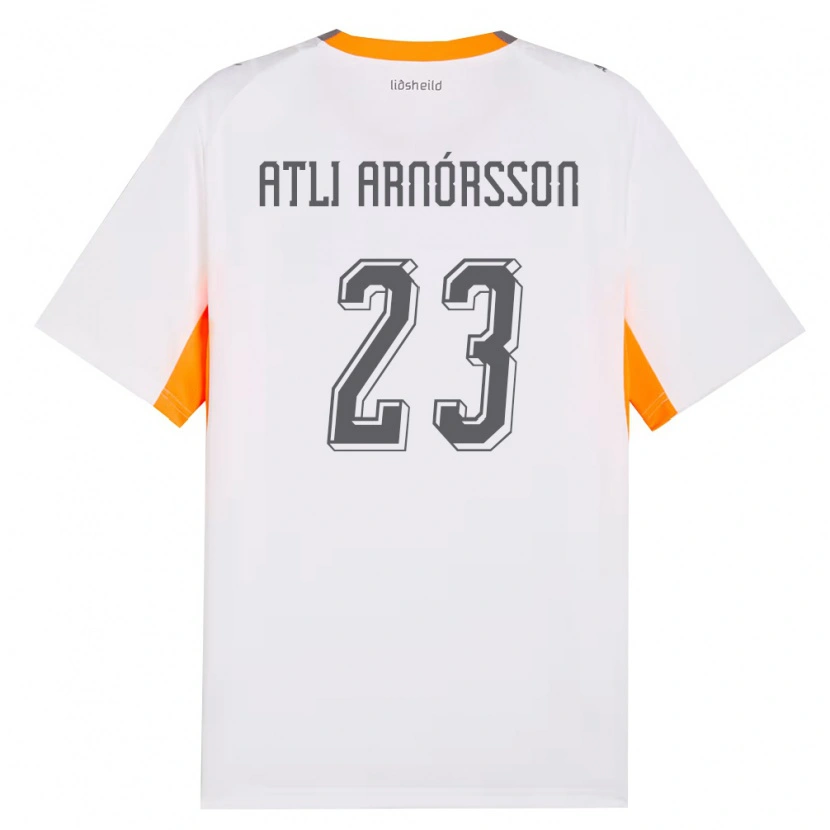 Danxen Hombre Camiseta Islandia Nóel Atli Arnórsson #23 Blanco Naranja Gris 2ª Equipación 26-28 La Camisa