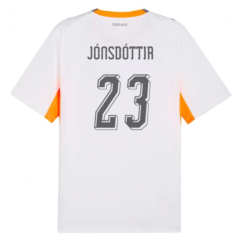 Danxen Hombre Camiseta Islandia Sveindís Jane Jónsdóttir #23 Blanco Naranja Gris 2ª Equipación 26-28 La Camisa