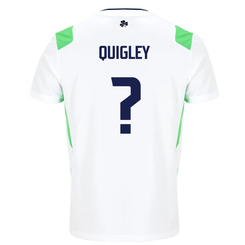 Danxen Hombre Camiseta Irlanda Kian Quigley #0 Blanco Verde Claro 2ª Equipación 26-28 La Camisa