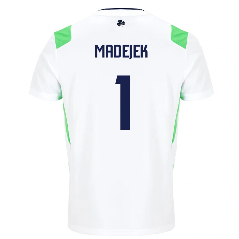Danxen Hombre Camiseta Irlanda Adam Madejek #1 Blanco Verde Claro 2ª Equipación 26-28 La Camisa