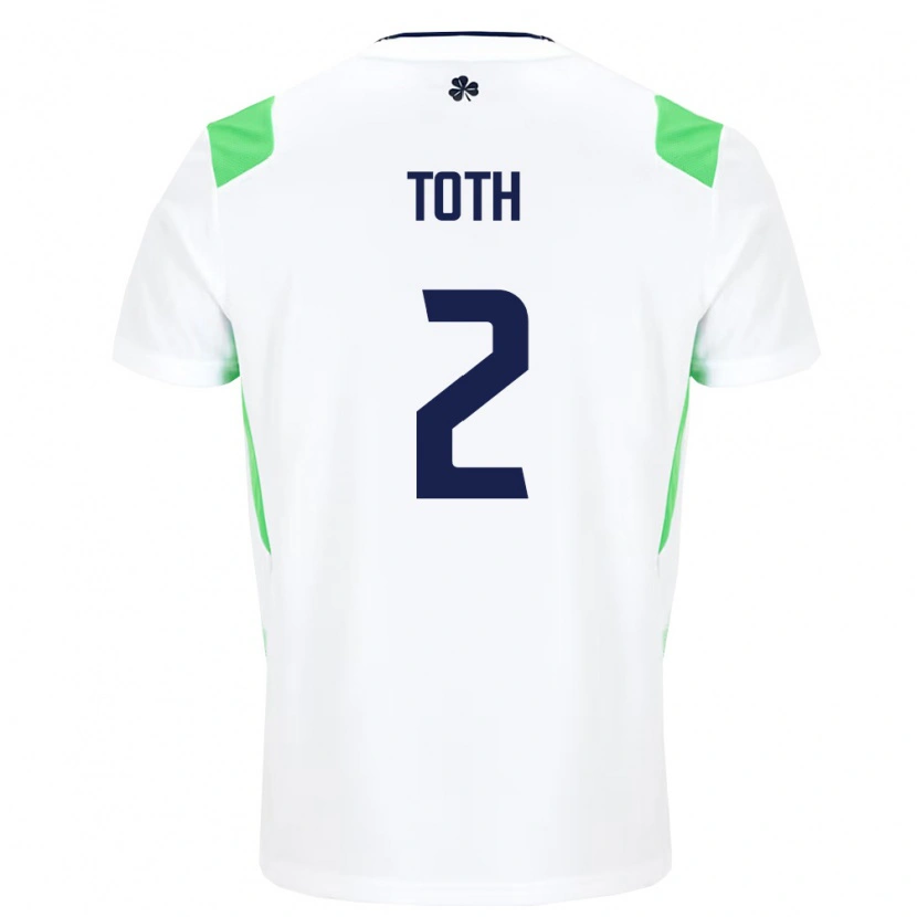 Danxen Hombre Camiseta Irlanda Patrick Toth #2 Blanco Verde Claro 2ª Equipación 26-28 La Camisa