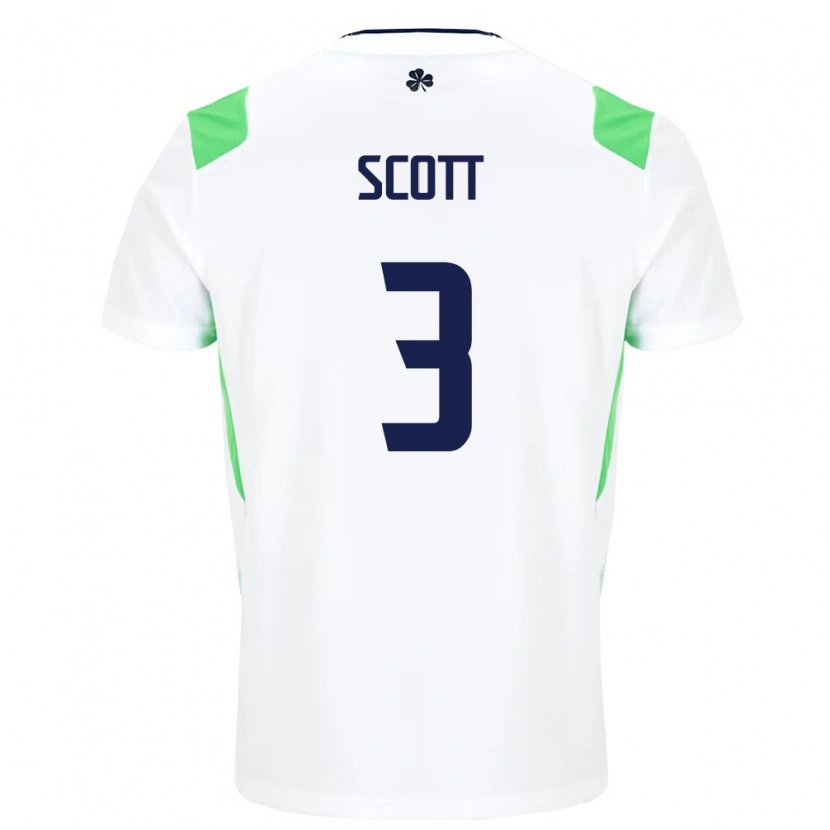 Danxen Hombre Camiseta Irlanda Harriet Scott #3 Blanco Verde Claro 2ª Equipación 26-28 La Camisa