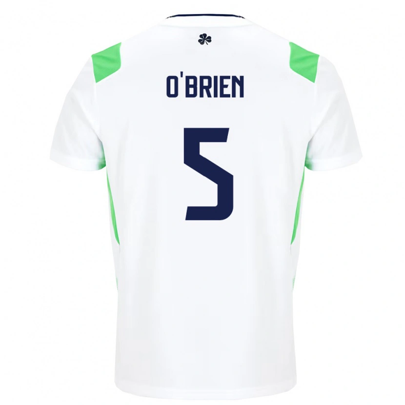 Danxen Hombre Camiseta Irlanda Jake O'brien #5 Blanco Verde Claro 2ª Equipación 26-28 La Camisa