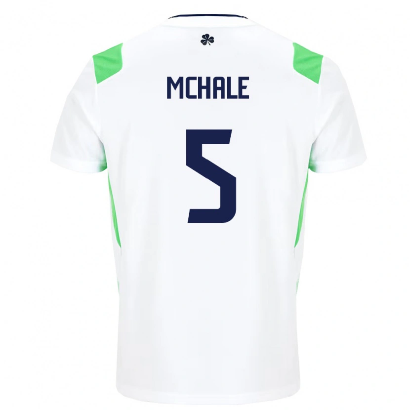 Danxen Hombre Camiseta Irlanda Sean Mchale #5 Blanco Verde Claro 2ª Equipación 26-28 La Camisa