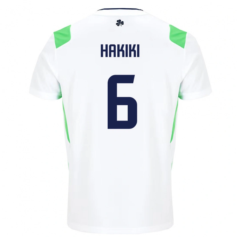 Danxen Hombre Camiseta Irlanda Jad Hakiki #6 Blanco Verde Claro 2ª Equipación 26-28 La Camisa