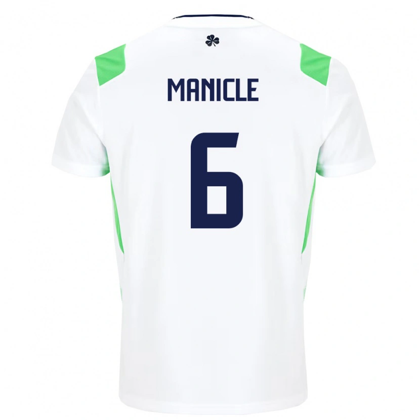 Danxen Hombre Camiseta Irlanda Joe Manicle #6 Blanco Verde Claro 2ª Equipación 26-28 La Camisa