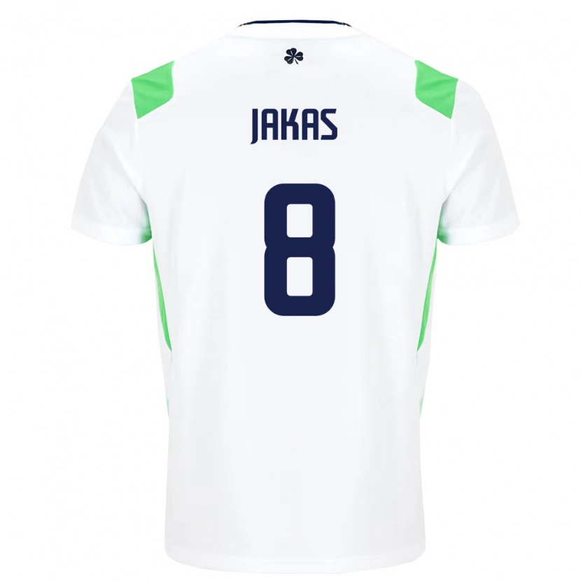 Danxen Hombre Camiseta Irlanda Jorunas Jakas #8 Blanco Verde Claro 2ª Equipación 26-28 La Camisa