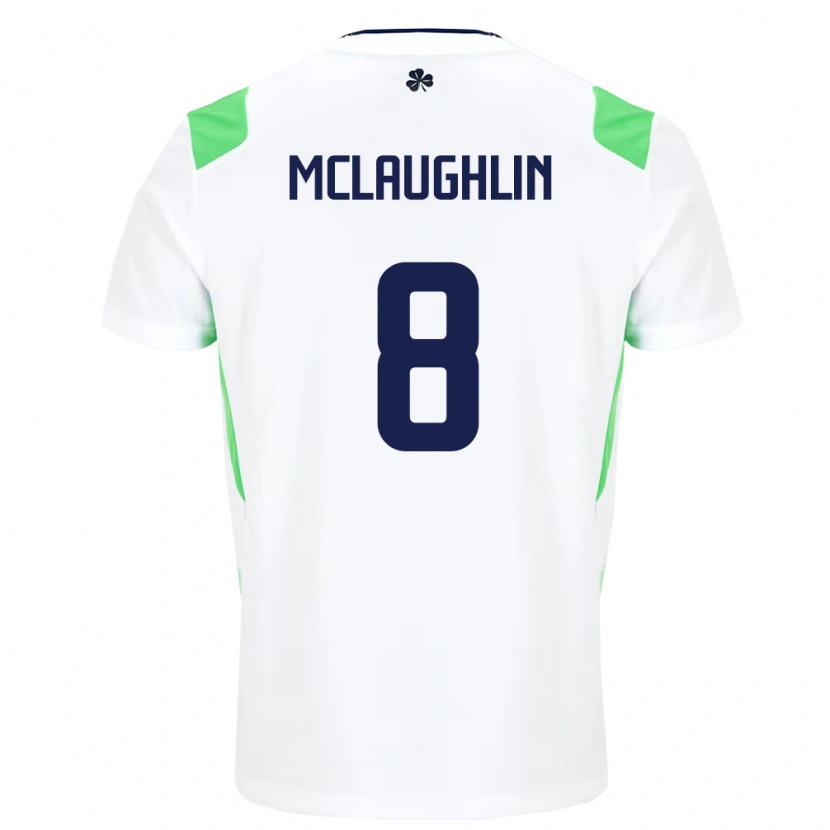 Danxen Hombre Camiseta Irlanda Roma Mclaughlin #8 Blanco Verde Claro 2ª Equipación 26-28 La Camisa