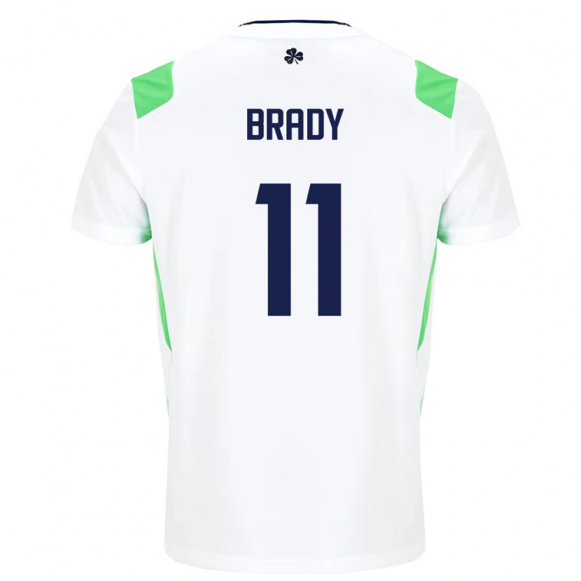 Danxen Hombre Camiseta Irlanda Robbie Brady #11 Blanco Verde Claro 2ª Equipación 26-28 La Camisa