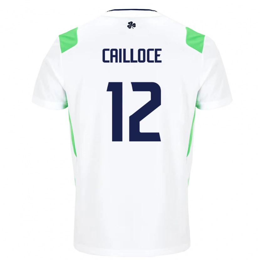 Danxen Hombre Camiseta Irlanda Luca Cailloce #12 Blanco Verde Claro 2ª Equipación 26-28 La Camisa
