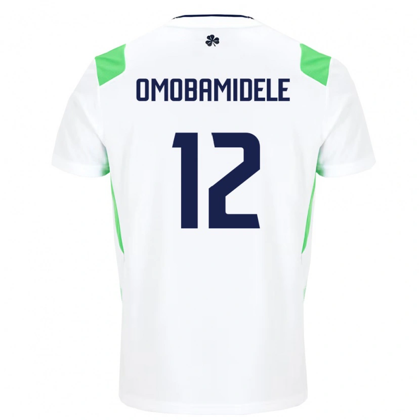 Danxen Hombre Camiseta Irlanda Andrew Omobamidele #12 Blanco Verde Claro 2ª Equipación 26-28 La Camisa