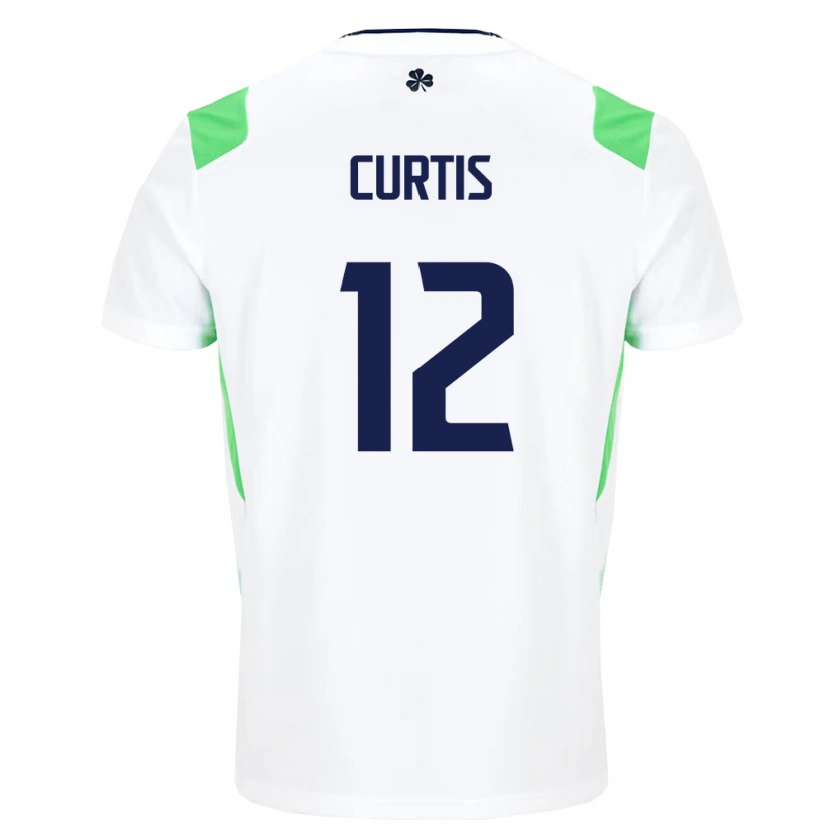 Danxen Hombre Camiseta Irlanda Sam Curtis #12 Blanco Verde Claro 2ª Equipación 26-28 La Camisa