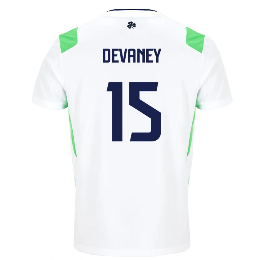 Danxen Hombre Camiseta Irlanda Jacob Devaney #15 Blanco Verde Claro 2ª Equipación 26-28 La Camisa