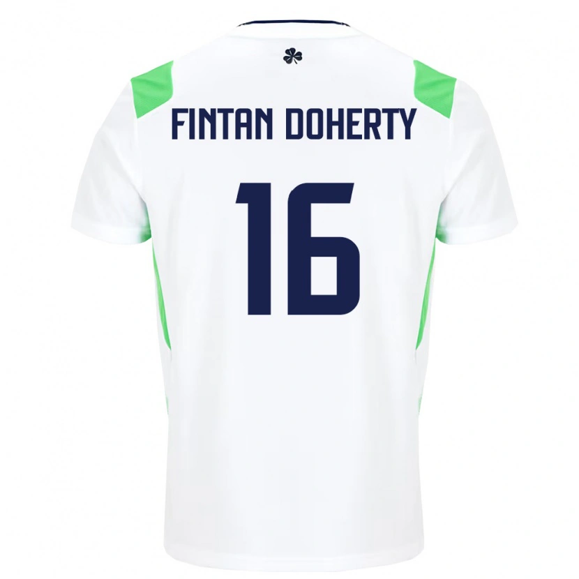 Danxen Hombre Camiseta Irlanda Fintan Doherty #16 Blanco Verde Claro 2ª Equipación 26-28 La Camisa