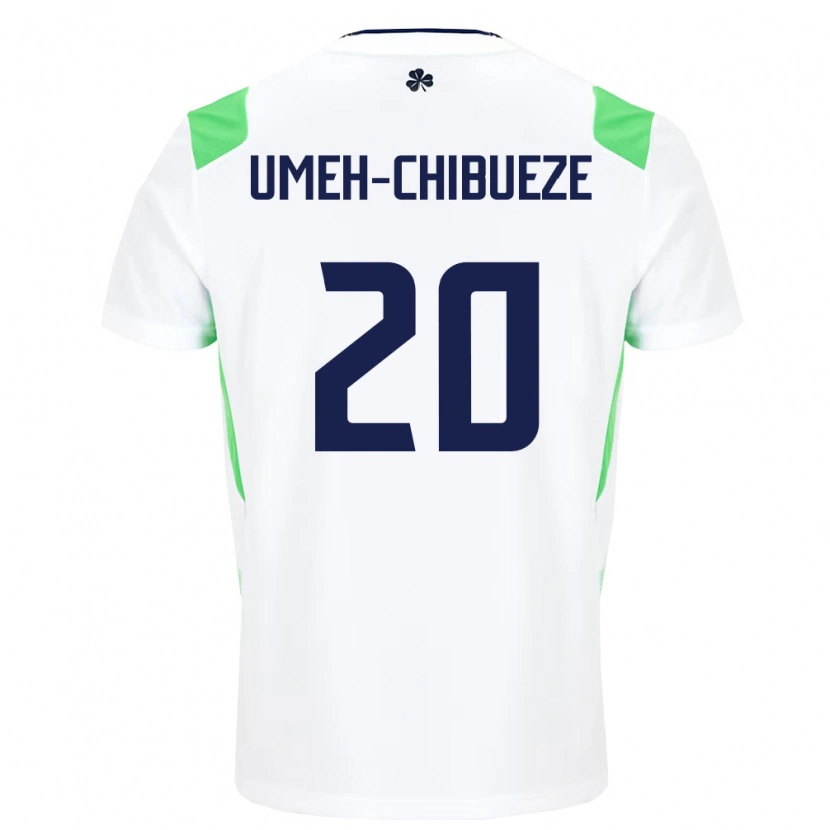 Danxen Hombre Camiseta Irlanda Franco Umeh-Chibueze #20 Blanco Verde Claro 2ª Equipación 26-28 La Camisa