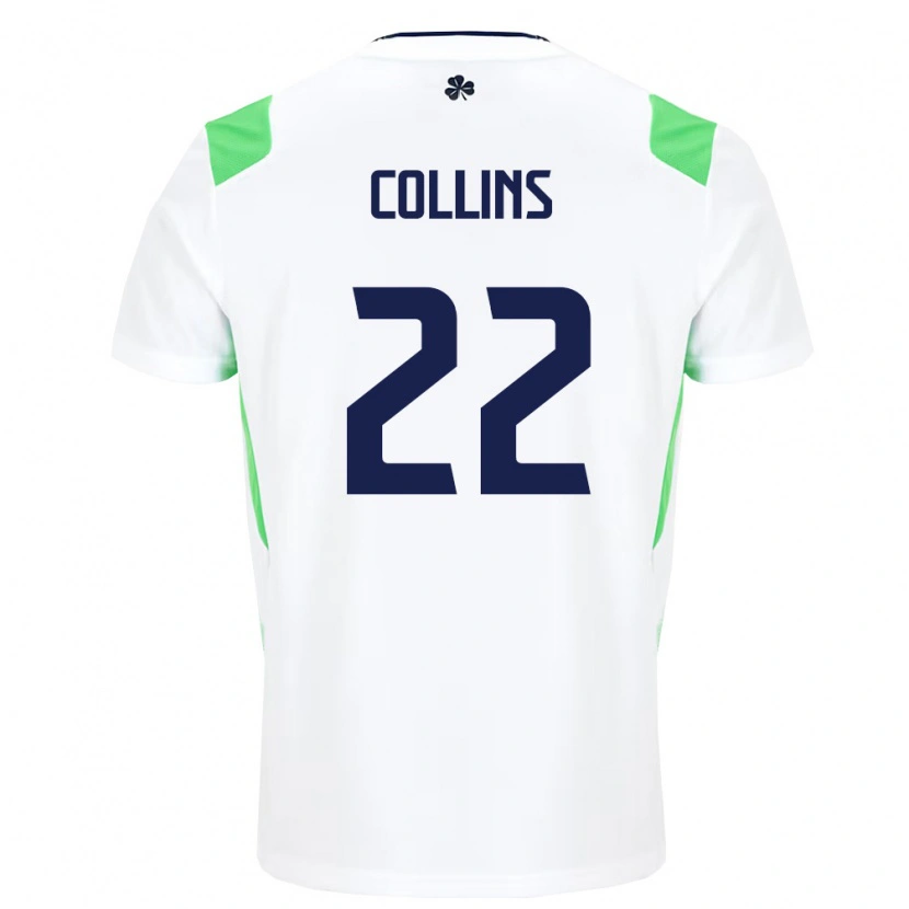 Danxen Hombre Camiseta Irlanda Nathan Collins #22 Blanco Verde Claro 2ª Equipación 26-28 La Camisa