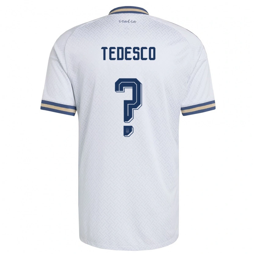 Danxen Hombre Camiseta Italia Gabriel Tedesco #0 Marfil Marino Oro 2ª Equipación 26-28 La Camisa