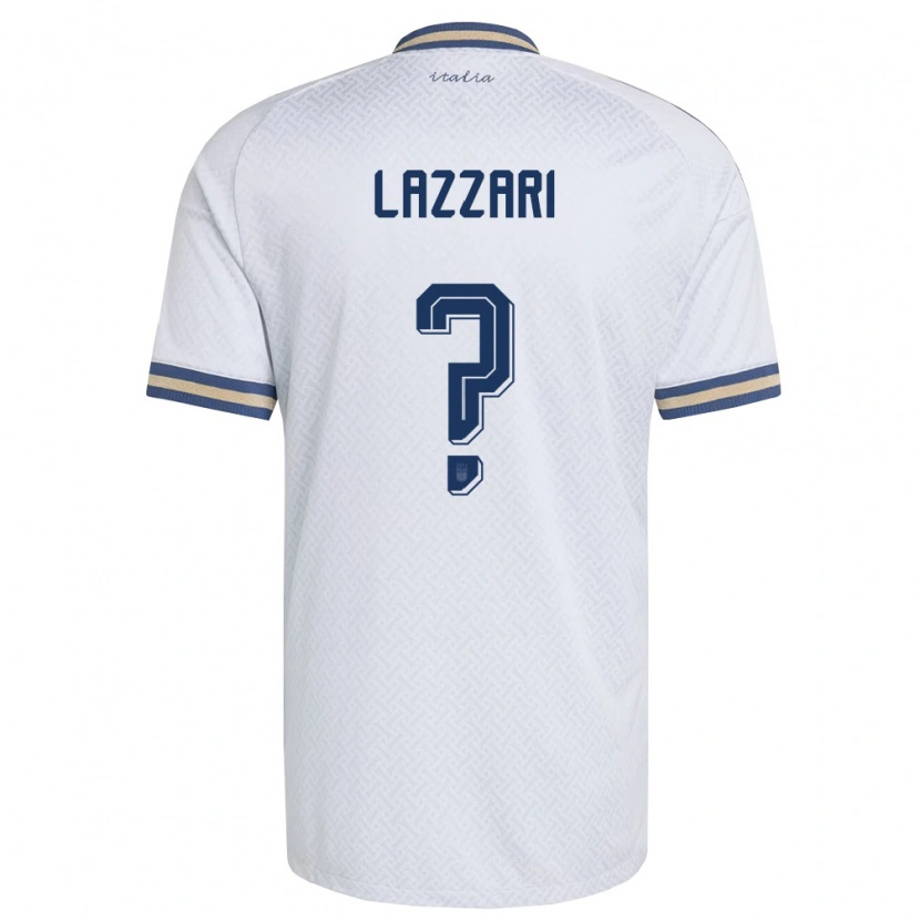 Danxen Hombre Camiseta Italia Manuel Lazzari #0 Marfil Marino Oro 2ª Equipación 26-28 La Camisa