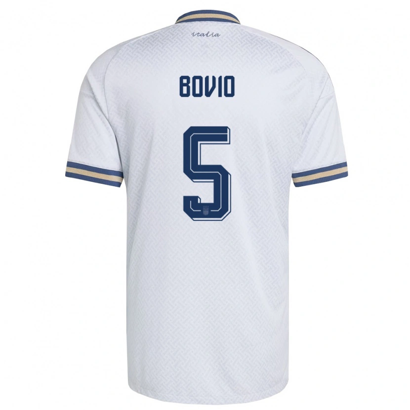 Danxen Hombre Camiseta Italia Leonardo Bovio #5 Marfil Marino Oro 2ª Equipación 26-28 La Camisa