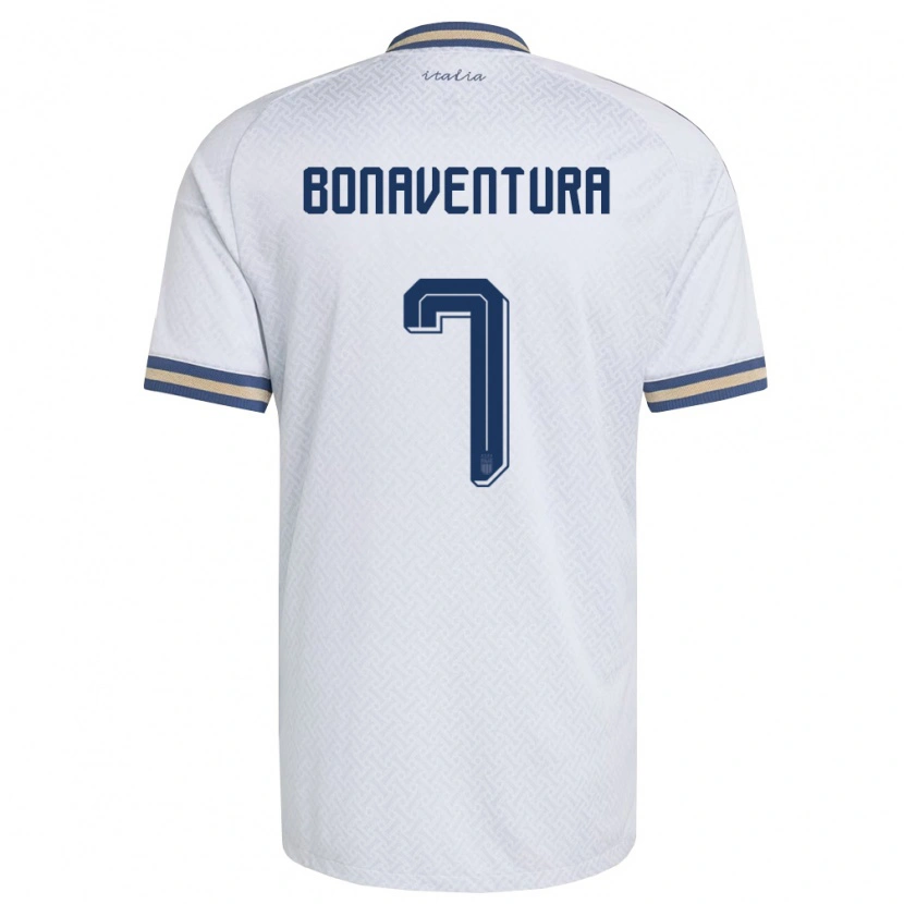 Danxen Hombre Camiseta Italia Giacomo Bonaventura #7 Marfil Marino Oro 2ª Equipación 26-28 La Camisa