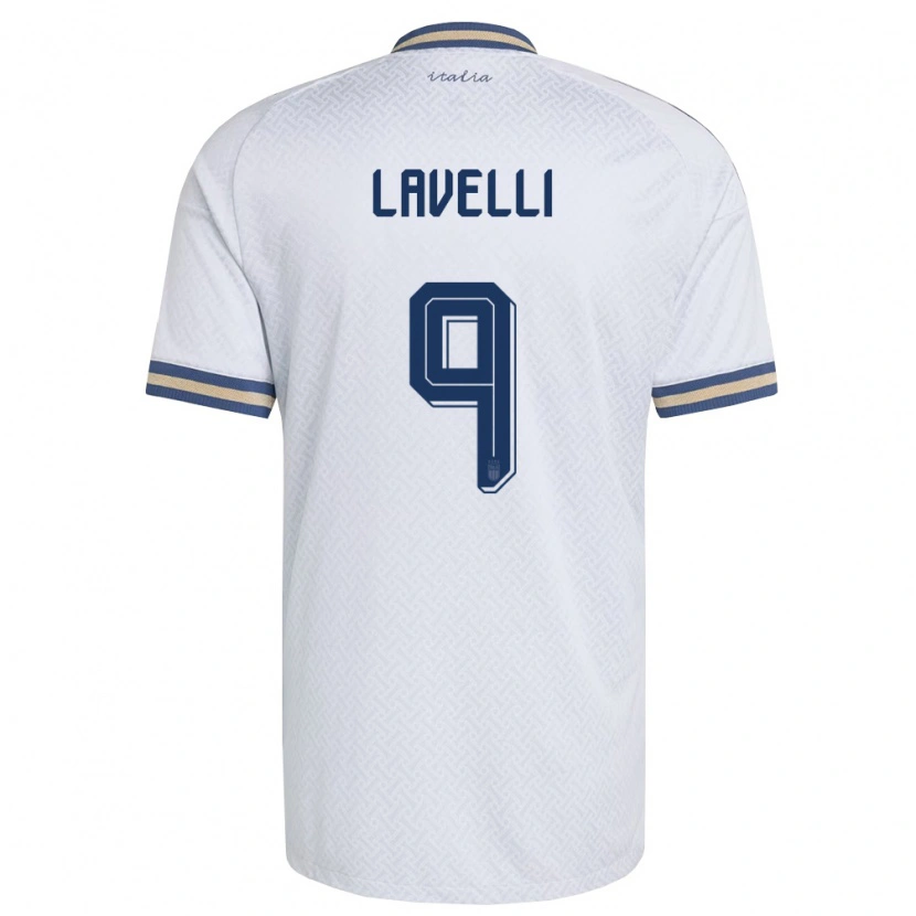 Danxen Hombre Camiseta Italia Matteo Lavelli #9 Marfil Marino Oro 2ª Equipación 26-28 La Camisa