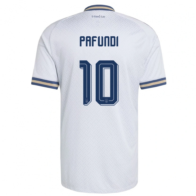 Danxen Hombre Camiseta Italia Simone Pafundi #10 Marfil Marino Oro 2ª Equipación 26-28 La Camisa