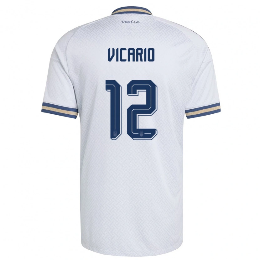 Danxen Hombre Camiseta Italia Guglielmo Vicario #12 Marfil Marino Oro 2ª Equipación 26-28 La Camisa