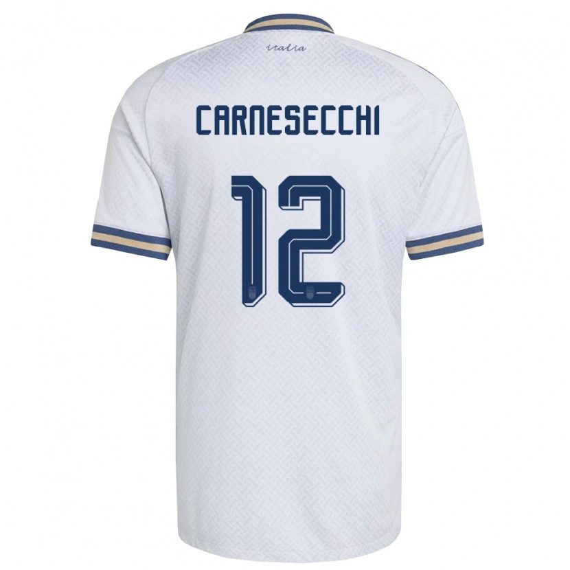 Danxen Hombre Camiseta Italia Marco Carnesecchi #12 Marfil Marino Oro 2ª Equipación 26-28 La Camisa