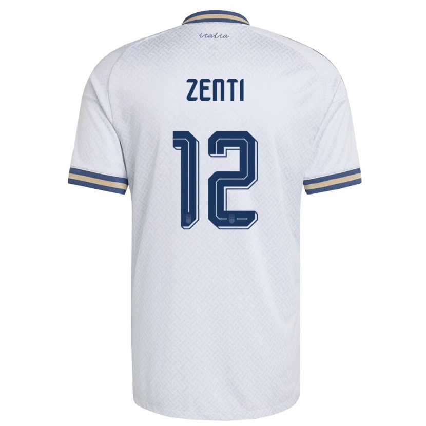 Danxen Hombre Camiseta Italia Alexander Zenti #12 Marfil Marino Oro 2ª Equipación 26-28 La Camisa