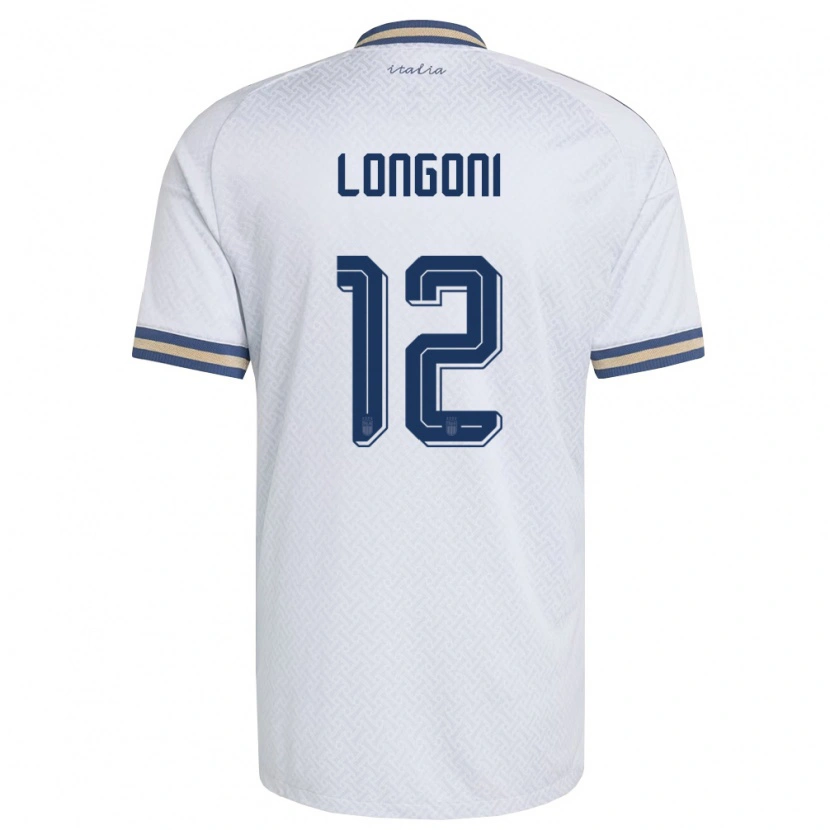 Danxen Hombre Camiseta Italia Alessandro Longoni #12 Marfil Marino Oro 2ª Equipación 26-28 La Camisa