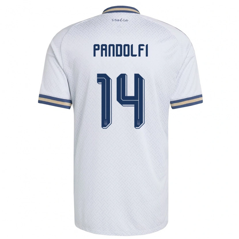 Danxen Hombre Camiseta Italia Fabio Pandolfi #14 Marfil Marino Oro 2ª Equipación 26-28 La Camisa