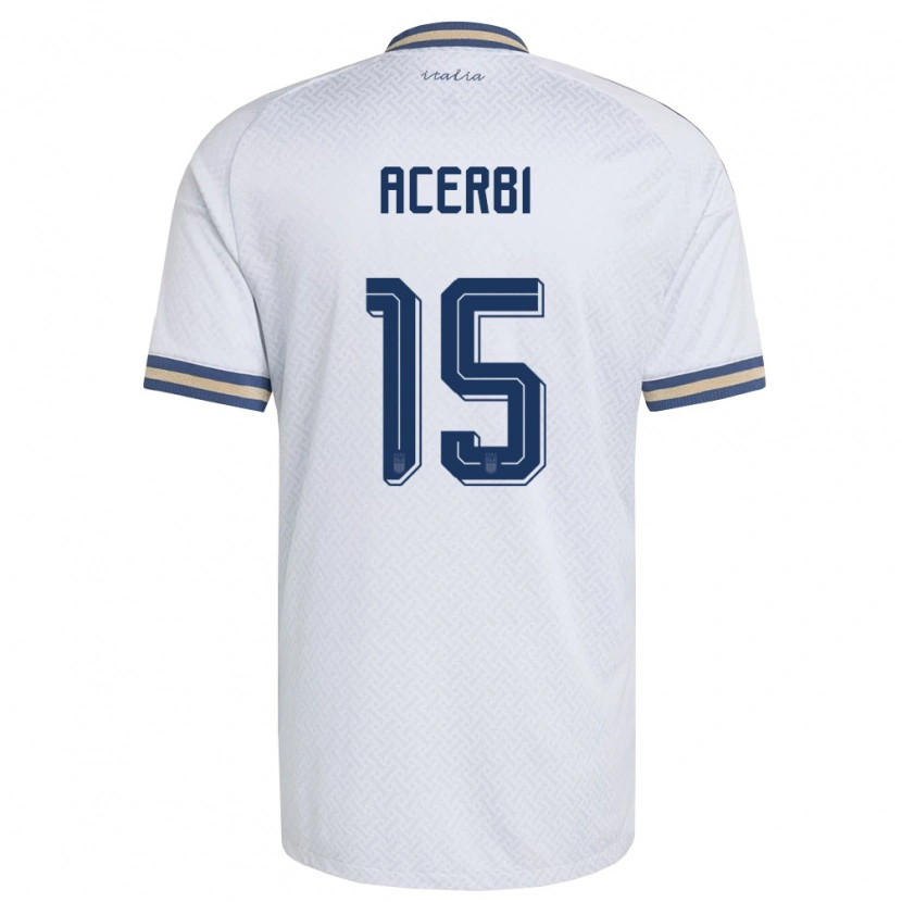 Danxen Hombre Camiseta Italia Francesco Acerbi #15 Marfil Marino Oro 2ª Equipación 26-28 La Camisa