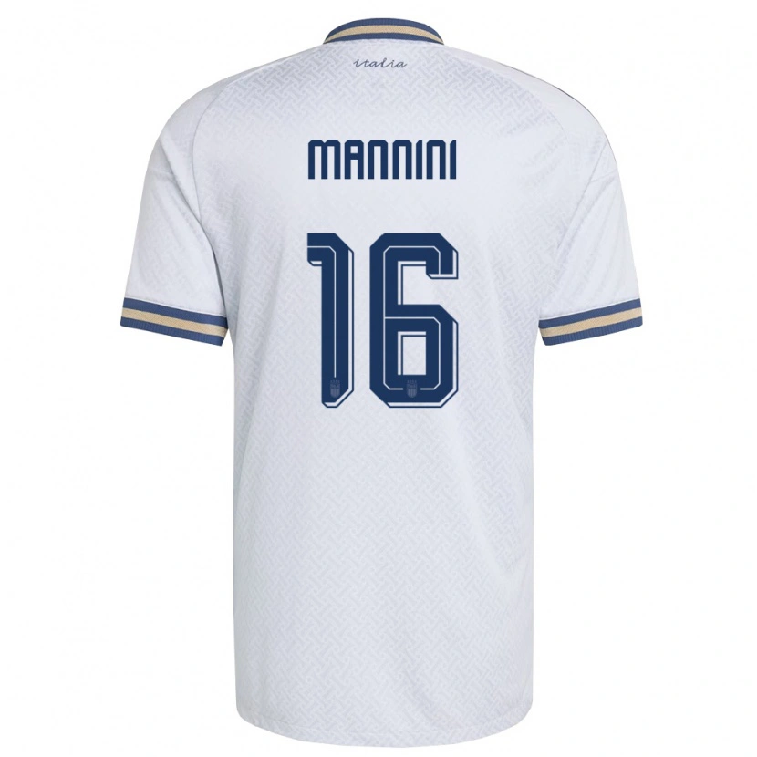 Danxen Hombre Camiseta Italia Mattia Mannini #16 Marfil Marino Oro 2ª Equipación 26-28 La Camisa