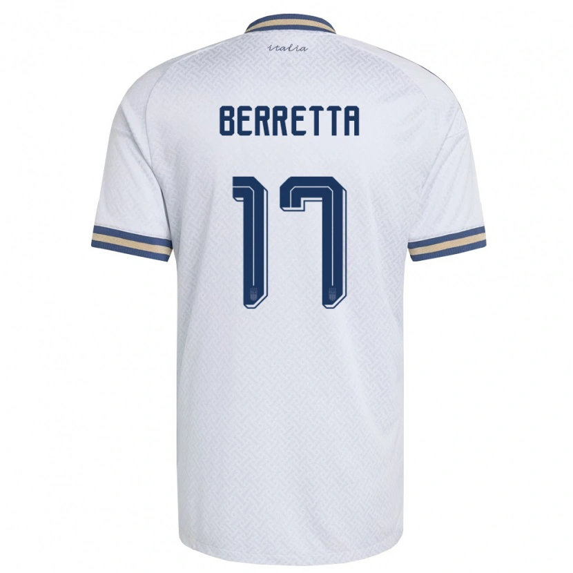 Danxen Hombre Camiseta Italia Alessandro Berretta #17 Marfil Marino Oro 2ª Equipación 26-28 La Camisa