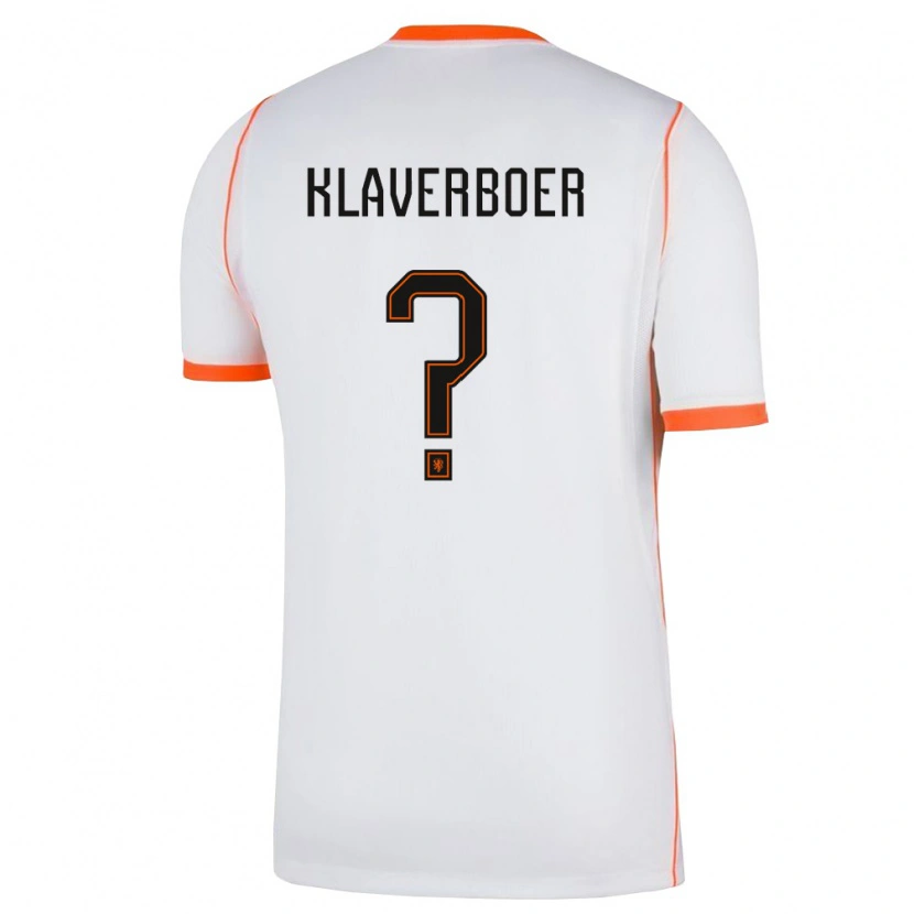 Danxen Hombre Camiseta Países Bajos Bernt Klaverboer #0 Blanco Naranja 2ª Equipación 26-28 La Camisa