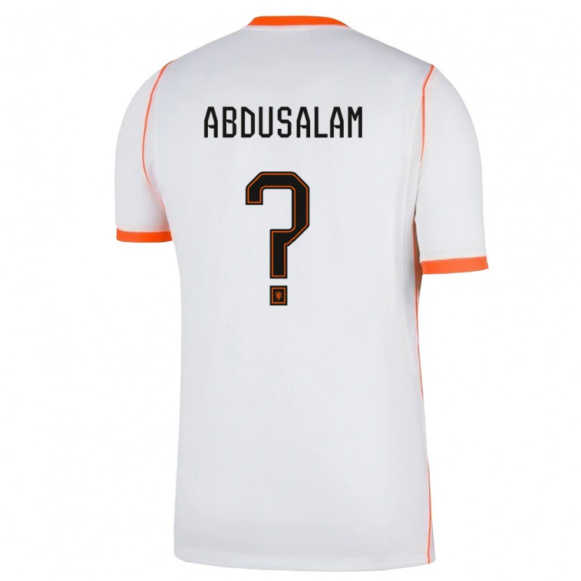 Danxen Hombre Camiseta Países Bajos Musabe Abdusalam #0 Blanco Naranja 2ª Equipación 26-28 La Camisa