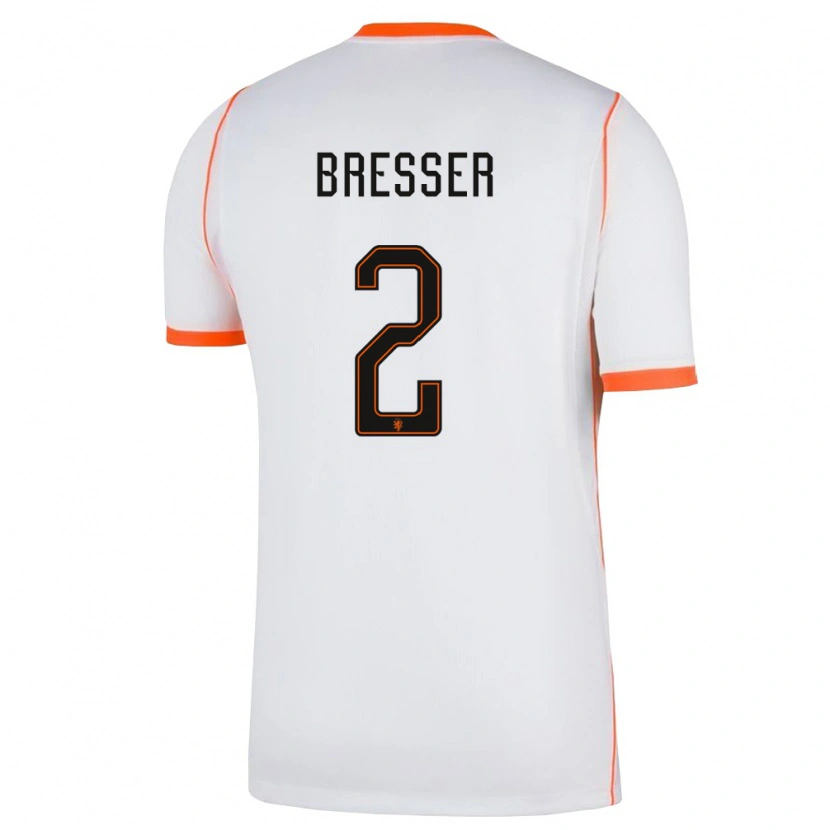 Danxen Hombre Camiseta Países Bajos Michael Bresser #2 Blanco Naranja 2ª Equipación 26-28 La Camisa