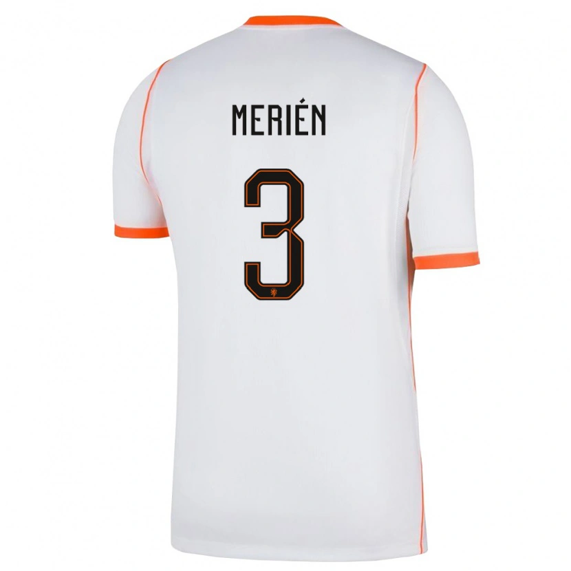 Danxen Hombre Camiseta Países Bajos Fabian Merién #3 Blanco Naranja 2ª Equipación 26-28 La Camisa
