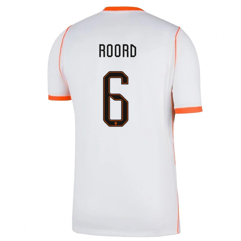 Danxen Hombre Camiseta Países Bajos Jill Roord #6 Blanco Naranja 2ª Equipación 26-28 La Camisa