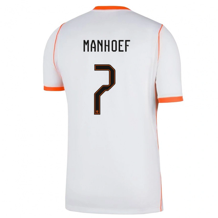 Danxen Hombre Camiseta Países Bajos Million Manhoef #7 Blanco Naranja 2ª Equipación 26-28 La Camisa