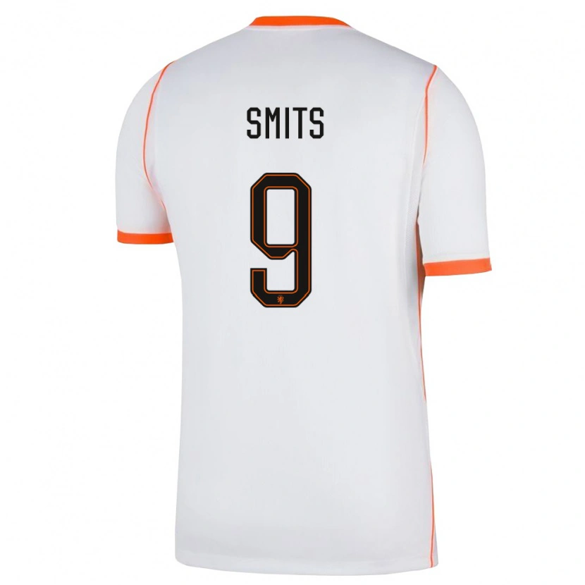 Danxen Hombre Camiseta Países Bajos Joelle Smits #9 Blanco Naranja 2ª Equipación 26-28 La Camisa