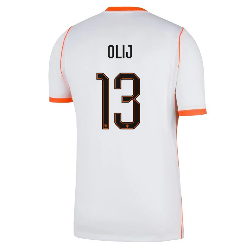 Danxen Hombre Camiseta Países Bajos Nick Olij #13 Blanco Naranja 2ª Equipación 26-28 La Camisa
