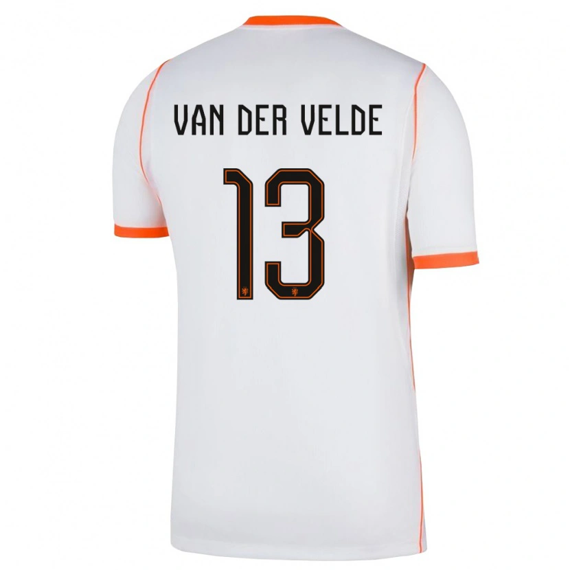 Danxen Hombre Camiseta Países Bajos Yordi Van Der Velde #13 Blanco Naranja 2ª Equipación 26-28 La Camisa