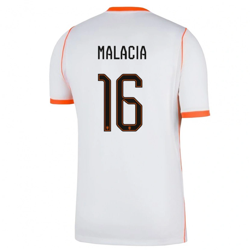 Danxen Hombre Camiseta Países Bajos Tyrell Malacia #16 Blanco Naranja 2ª Equipación 26-28 La Camisa